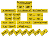 Набор магнитных карточек "Вопросы к членам предложения" (фон жёлтый) - fgospostavki.ru - Асбест