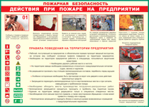Таблица "Действия при пожаре на предприятии" (100х140 сантиметров, винил) - fgospostavki.ru - Асбест