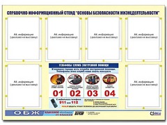 Стенд информационный "Основы безопасности жизнедеятельности" (80*110, 6 карманов) - fgospostavki.ru - Асбест