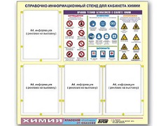 Стенд информационный "Правила техники безопасности в кабинете химии" (80х75, 4 кармана) - fgospostavki.ru - Асбест