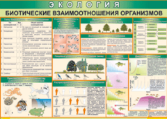 Таблица "Биотические взаимоотношения организмов" (100х140 сантиметров, винил) - fgospostavki.ru - Асбест