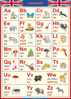 Таблица "Грамматика английского языка. Английский алфавит в картинках (с транскрипцией)" (100х140 сантиметров, винил) - fgospostavki.ru - Асбест