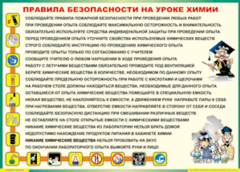Таблица "Правила безопасности на уроке химии" (100х140 сантиметров, винил) - fgospostavki.ru - Асбест