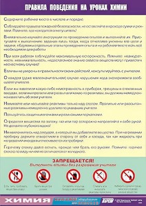 Таблица демонстрационная "Правила поведения на уроках химии" (винил 100х140) - fgospostavki.ru - Асбест