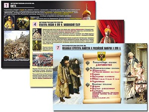 Комплект таблиц по истории "История России XVI - XVIII вв." раздаточные (цветные, ламинированные, А4, 10 штук) - fgospostavki.ru - Асбест