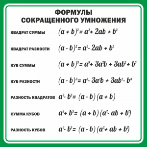 Стенд "Формулы сокращенного умножения" Вариант 2 - fgospostavki.ru - Асбест