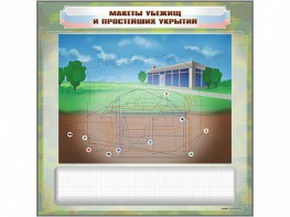Магнитно-маркерная доска "Макеты убежищ и простейших укрытий" с комплектом фолий и тематических магнитов - fgospostavki.ru - Асбест