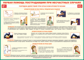 Таблица "Порядок действий при опасном кровотечении" (100х140 сантиметров, винил) - fgospostavki.ru - Асбест