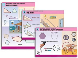 Комплект таблиц "Математика. Знакомство с геометрией" (6 таблиц, формат А1, ламинированные) - fgospostavki.ru - Асбест