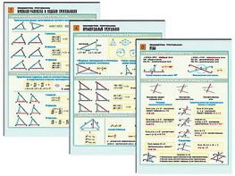 Комплект таблиц по геометрии "Планиметрия. Треугольники" раздаточные (цветные, ламинированные, А4, 6 штук) - fgospostavki.ru - Асбест