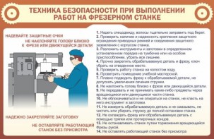 Стенд "Техника безопасности при выполнении работ на фрезерном станке" - fgospostavki.ru - Асбест